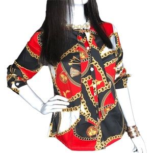Chain print shirt blouse